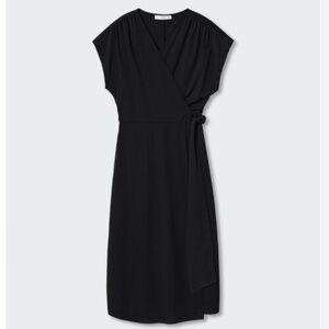 Mango Bow Midi Wrap Dress - Size L (8)